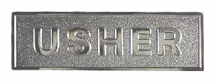 Badge: Usher Pin Back Silver Metal - Swanson