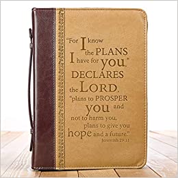 Bible Cover: The Plans LG Luxleather Brown/Tan - Christian Art Gifts