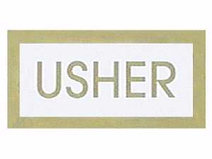 Badge: Usher Pin Back White/Gold (1