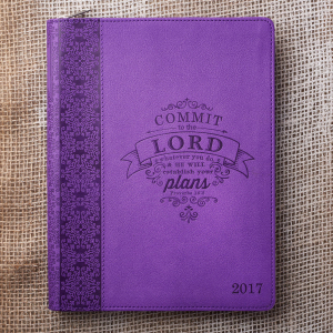 2017 Daily Planner: Commit To The Lord Large L/L Purple Zippered - Christian Art Gifts