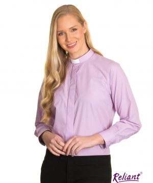 Clerical Shirt: Women 1' Slip-in Collar L/S Lilac - Reliant Shirts