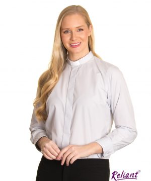 Clerical Shirt: Women 1' Slip-in Collar L/S Silver Grey  Reliant Shirts