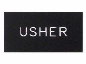 Badge: Usher Magnetic Black Plastic (1-1/4 X 2-3/8) - Swanson