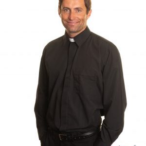 Clerical Shirt: Men's Collar Attached L/S Black - Reliant Shirts
