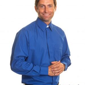 Clerical Shirt: Men Collar Attached L/S Royal Blue - Reliant Shirts