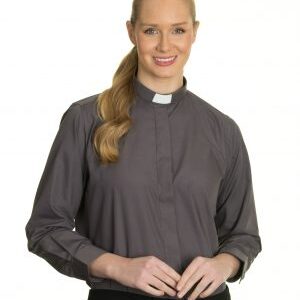 Clerical Shirt: Women 1' Slip-in Collar L/S Grey - Reliant Shirts