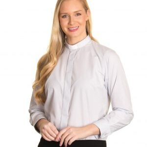 Clerical Shirt: Women 1' Slip-in Collar L/S Silver Grey � Reliant Shirts