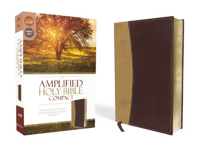 Amplified Holy Bible Compact L/S Camel/Burg - Zondervan