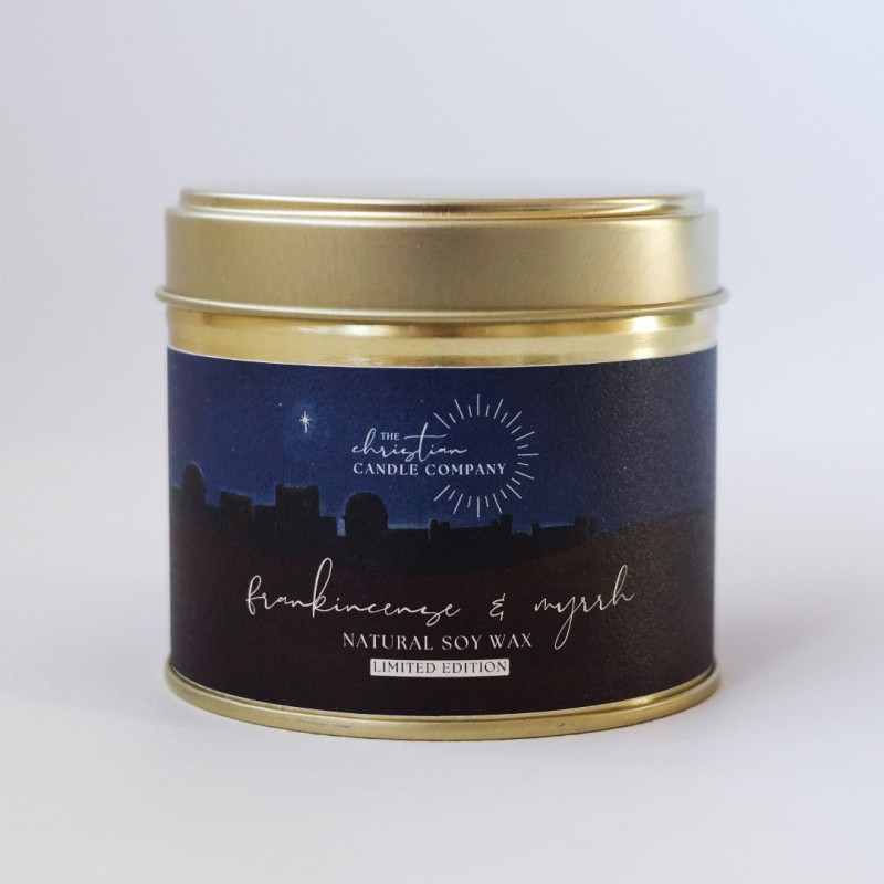 Candle: Frankincense & Myrrh Scented Tin - The Christian Candle Company