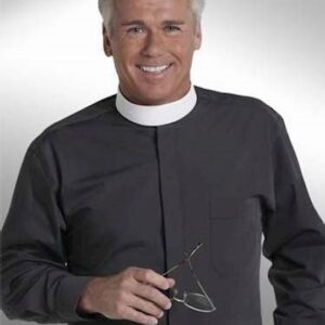 Clerical Shirt: Men Banded Collar L/S Black - Murphy Robes