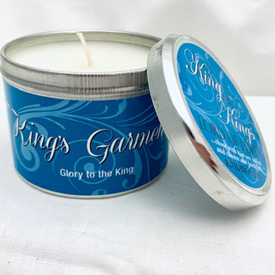 Candle: Kings Garment Scripture Tin - Abba Oils Ltd