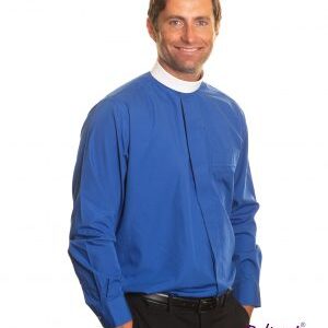 Clerical Shirt: Men's Banded Collar L/S Royal Blue - Reliant Shirts