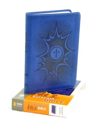 NIrV Backpack Bible I/L Blue with Cross - ZonderKidz