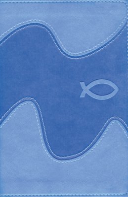 NIrV Backpack Bible Italian Duo-Tone Ocean Blue with Ichthus - ZonderKidz