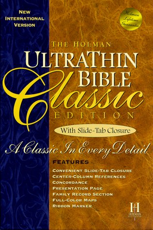 NIV UltraThin Bible Classic Edition B/L w/Slide Tab Closure Blue - Holman