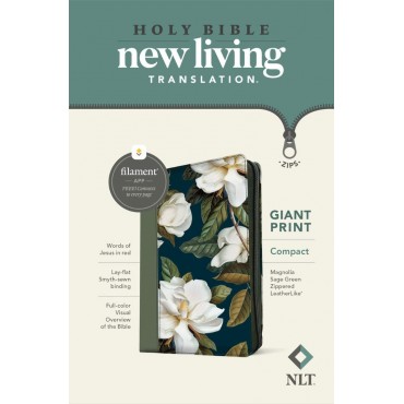 NLT COMPACT G/P ZIPPER BIBLE FILAMENT EDITION L/L MAGNOLIA SAGE GREEN - TYNDALE
