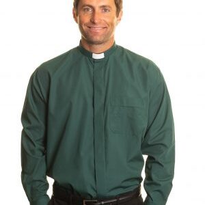 Clerical Shirt: Men 1' Slip-in Collar L/S Green - Reliant Shirts