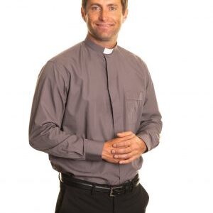 Clerical Shirt: Men 1.25' Slip-in Collar L/S Dark Grey - Reliant Shirts