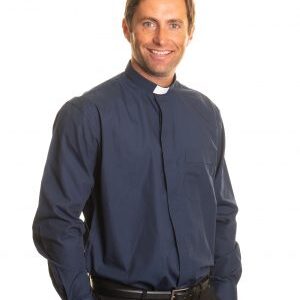 Clerical Shirt: Men 1.25' Slip-in Collar L/S Navy - Reliant Shirts
