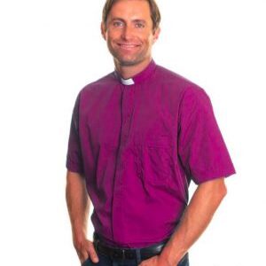 Clerical Shirt: Men 1' Slip-in Collar S/S Purple - Reliant Shirts