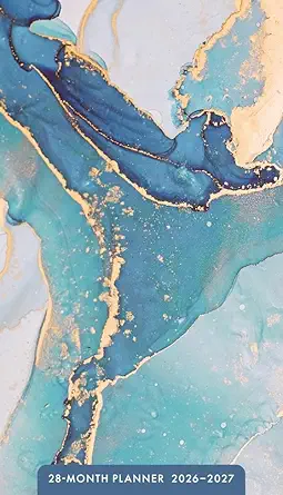 2026-2027 Blue Gold Marble 28-Month Pocket Planner - DaySpring